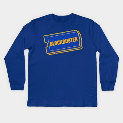 Blue long-sleeve shirt with vintage ticket design, ideal for casual wear, made from soft cotton material.