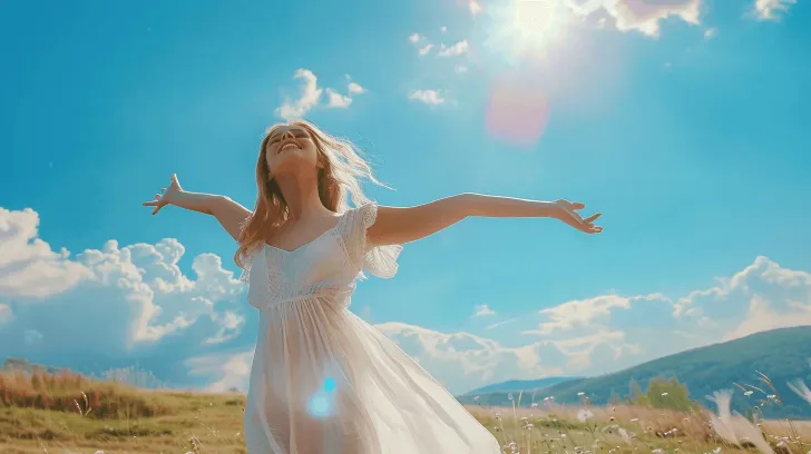 White summer dress, flowy and lightweight, perfect for sunny days and outdoor events.