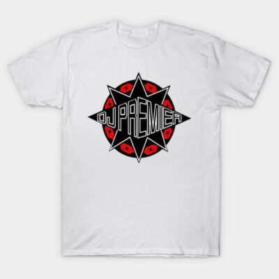 White cotton t-shirt with bold black and red graphic design, ideal for casual wear and street style fashion.