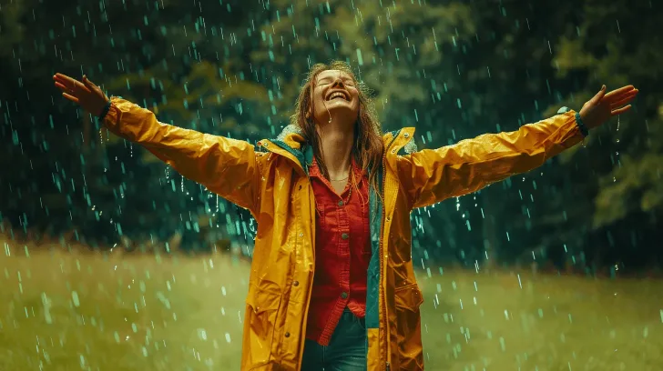 Yellow waterproof rain jacket for outdoor activities, durable and stylish, perfect for wet weather adventures.
