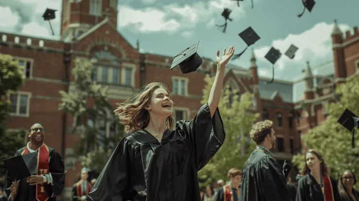 "Black graduation gown and cap set, perfect for ceremonies, made of high-quality polyester for durability and comfort."