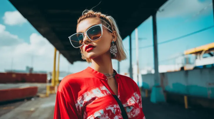 Stylish oversized sunglasses with blue lenses and white frames, perfect for summer fashion and UV protection.