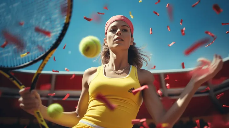 Yellow athletic tank top for tennis, breathable fabric, sleeveless design, ideal for active wear and sports performance.