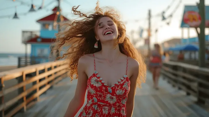 Red floral sundress, perfect for summer outings, lightweight and stylish, ideal for beach or casual wear.