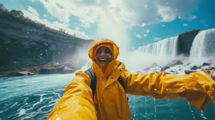 Yellow waterproof rain jacket for outdoor adventures, durable material, ideal for hiking and rainy weather protection.