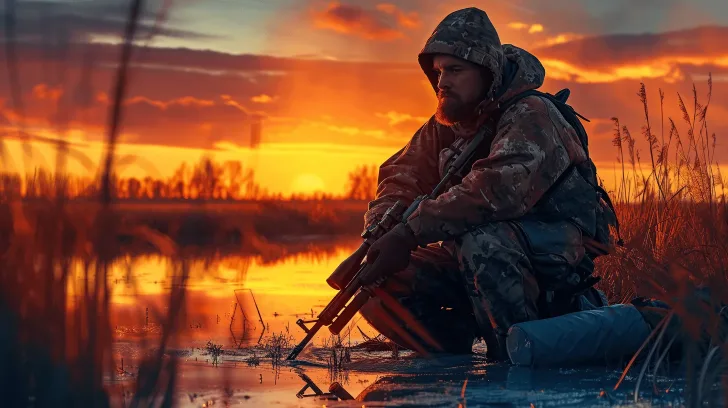 Camouflage hunting jacket, waterproof and insulated, ideal for outdoor adventures in cold weather.