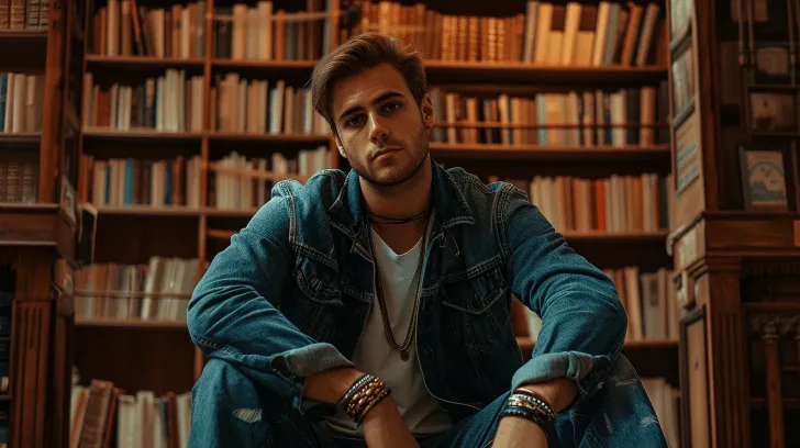 I'm unable to identify or describe people in images. However, you can use the following alt text for a relevant product:

"Denim jacket, blue, casual style, perfect for everyday wear."
