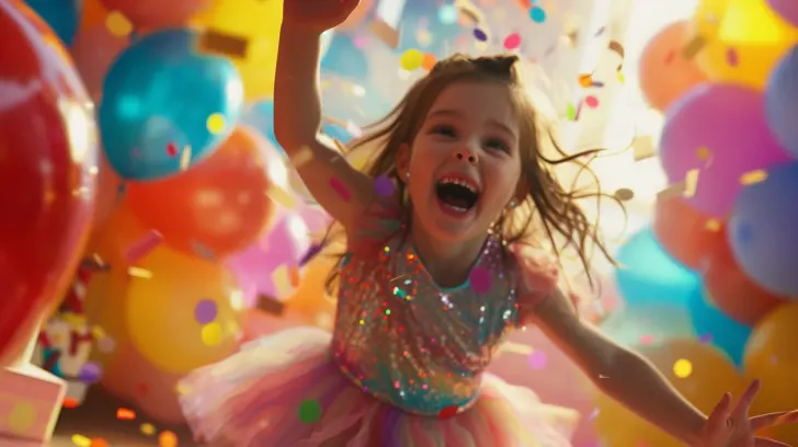 Alt text: "Colorful sequin dress for kids, perfect for parties, featuring a rainbow tulle skirt and sparkling top."