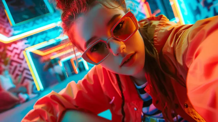 Red-orange retro sunglasses with tinted lenses, stylish and vibrant for modern fashion. Perfect for urban adventures.