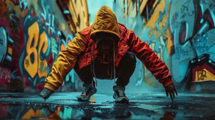 Colorful graffiti hoodie in vibrant urban style, perfect for streetwear fashion. Bold design for casual wear.