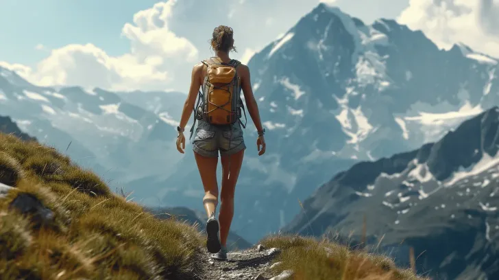 Alt text: "Orange hiking backpack, durable canvas, ideal for outdoor adventures, lightweight design for mountain trekking."