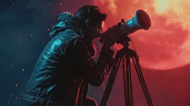 High-powered telescope with tripod, ideal for stargazing, sleek white design, durable build for outdoor use.