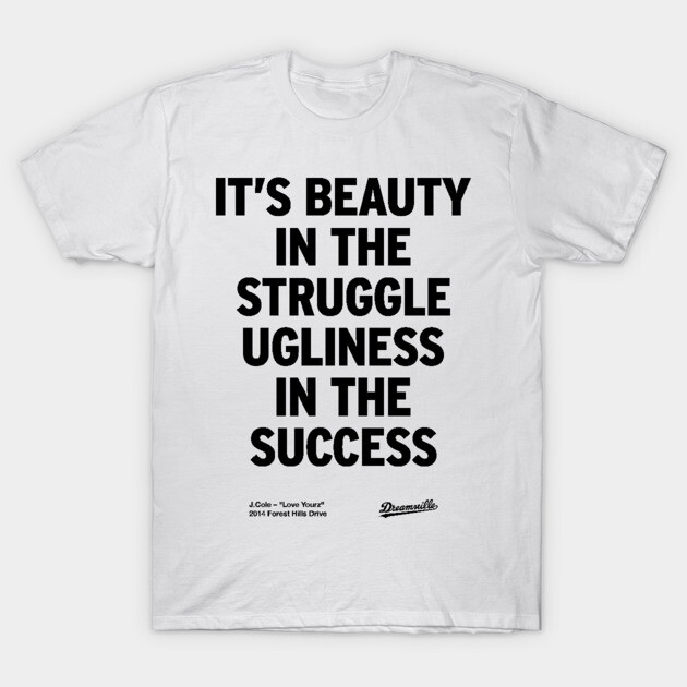 White cotton T-shirt with motivational black text print, casual style, perfect for everyday wear.