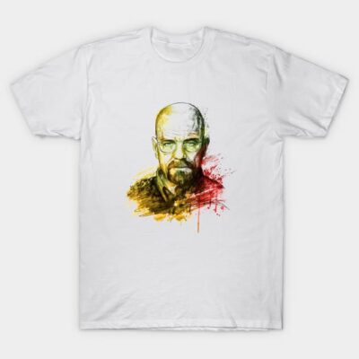 White cotton T-shirt featuring colorful abstract portrait design, perfect for casual wear or gifting.