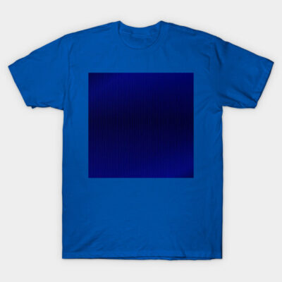 Blue t-shirt with abstract dark blue square design, casual style, soft cotton fabric, perfect for everyday wear.