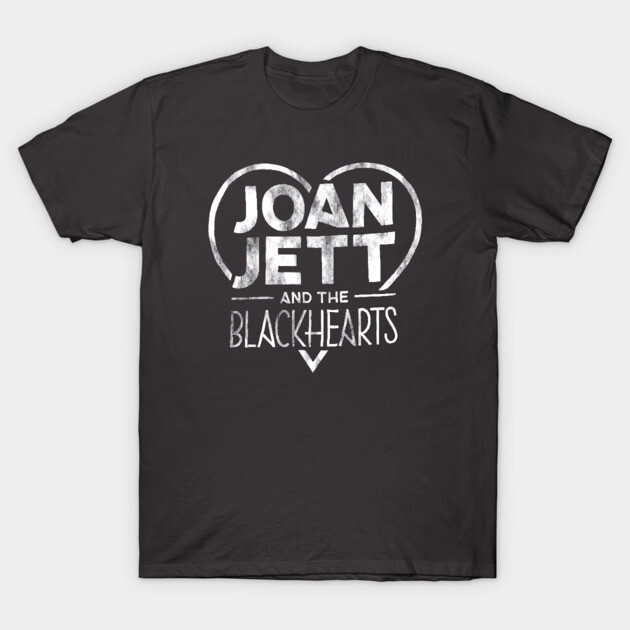 Black unisex t-shirt with white "Joan Jett and the Blackhearts" graphic, casual wear, soft cotton material.