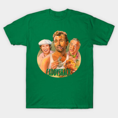 Green "Caddyshack" t-shirt featuring vintage style illustration, perfect for casual wear and movie fans.