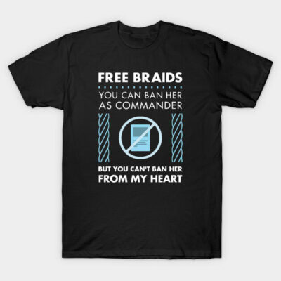 Black cotton t-shirt with white and blue text design, casual style, perfect for everyday wear, unisex fit.