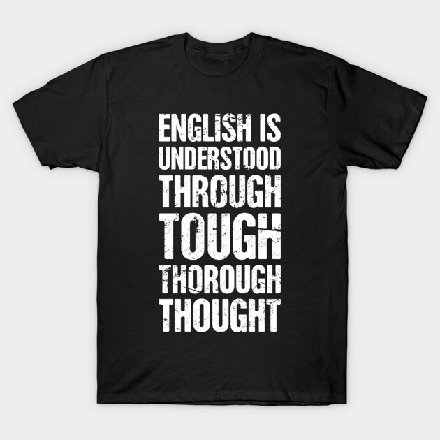 Black T-shirt with white text design, casual style, cotton material, perfect for everyday wear or language enthusiasts.