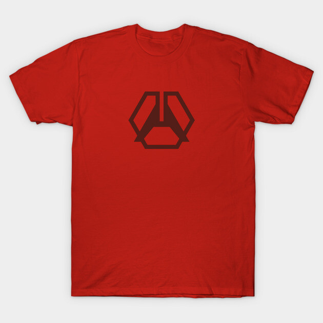 Red cotton T-shirt with geometric logo, casual style. Ideal for everyday wear, available in various sizes.