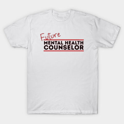 White "Future Mental Health Counselor" T-shirt, casual style, cotton material, ideal for students or professionals.