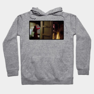 Gray cotton hoodie with graphic print, featuring front pocket and drawstring hood, perfect for casual wear.
