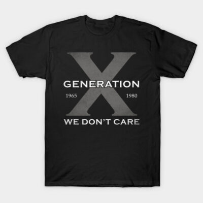 Black "Generation X" t-shirt with bold text design, casual style, made from 100% cotton, perfect for everyday wear.