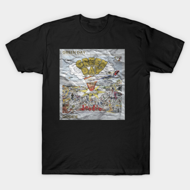 Black t-shirt with colorful graphic print, featuring album cover design. Cotton material, casual style, unisex fit.