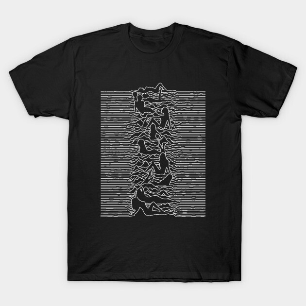 Black t-shirt with abstract white line art design, casual style, 100% cotton, perfect for everyday wear.