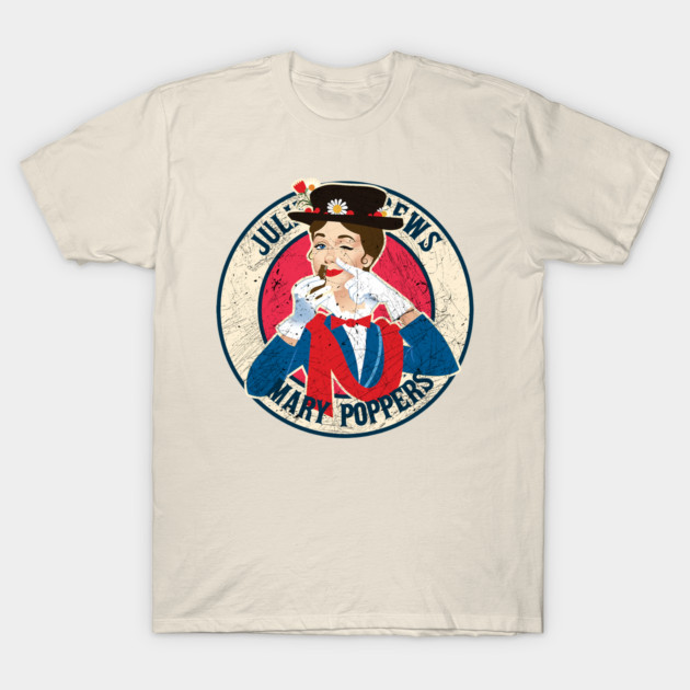 Cream t-shirt with vintage-style graphic of a whimsical character, featuring bold colors and retro design.