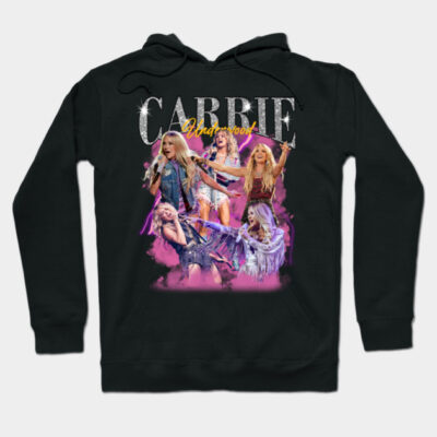 Black hoodie with colorful graphic design featuring energetic performance scenes, ideal for casual wear.