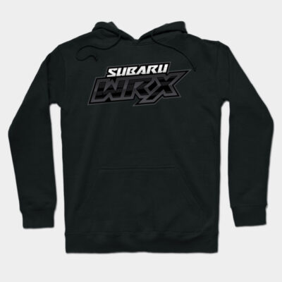 Black hooded sweatshirt with "WRX" logo, casual style, cozy cotton blend, ideal for everyday wear and outdoor activities.