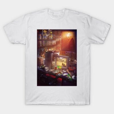 White cotton t-shirt with vibrant gaming-themed graphic, perfect for casual wear or gifting to gaming enthusiasts.