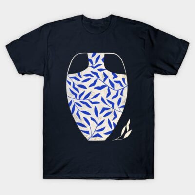 Leafy Blue Vase T-Shirt by Renea L Thull