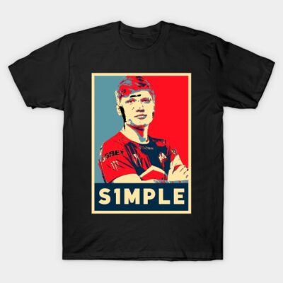 Black graphic T-shirt featuring bold "S1MPLE" design in vibrant colors, casual wear, cotton material.