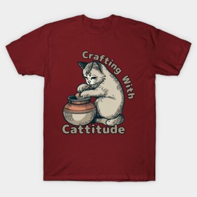 Cattitude Pottery Cat Lady T-Shirt by Japanese Fever