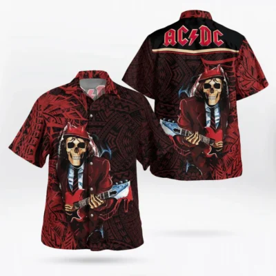 AC/DC Skeleton Rocker Hawaiian Shirt