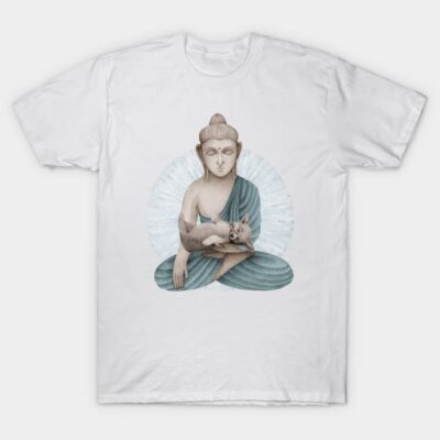 blue Buddha with puppy T-Shirt by KindSpirits