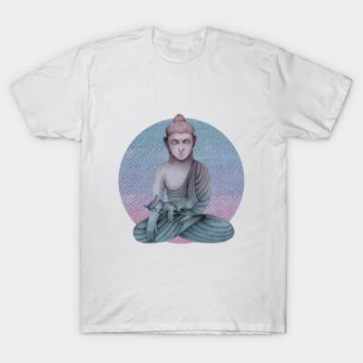 Buddha with cat 2 T-Shirt by KindSpirits