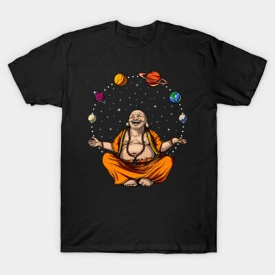 Buddha Space Planets Zen Yoga Meditation T-Shirt by underheaven