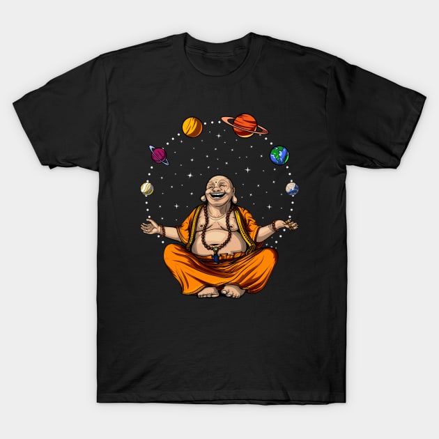 Buddha Space Planets Zen Yoga Meditation T-Shirt by underheaven