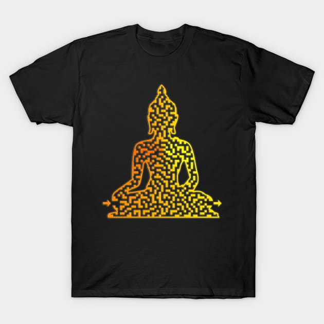 Buddha Shaped Maze & Labyrinth T-Shirt by gorff
