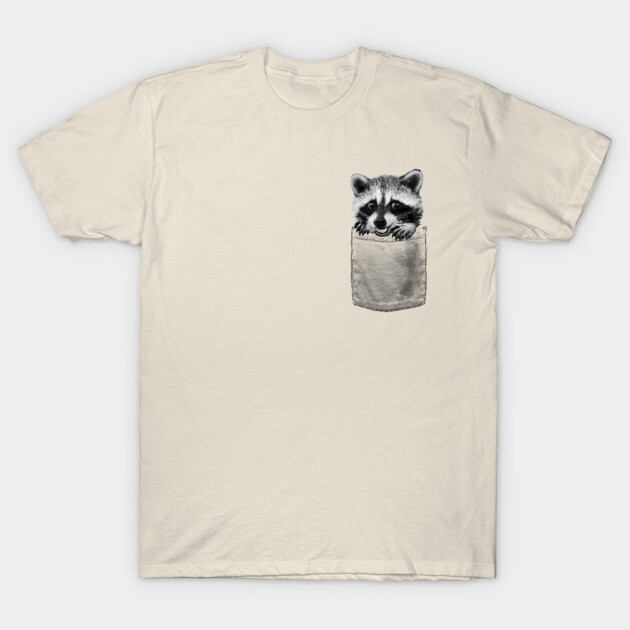 Raccoon in Pocket T-Shirt by LauraGraves