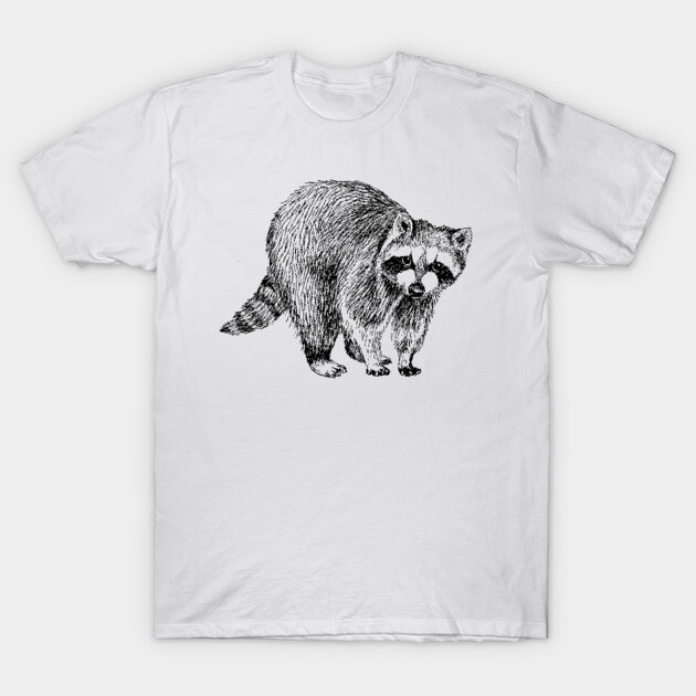Raccoon Illustration T-Shirt by rachelsfinelines