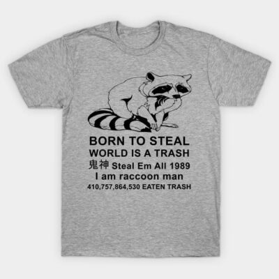 Born To Steal World Is A Trash - Raccoon Meme T-Shirt by SpaceDogLaika