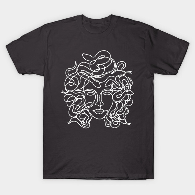 Medusa Single Line Style T-Shirt by Eyemflatboard