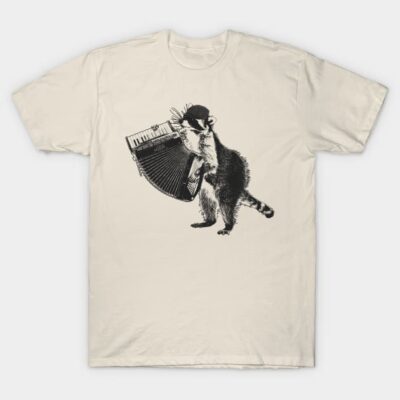 Raccoon wielding accordion T-Shirt by dankdesigns