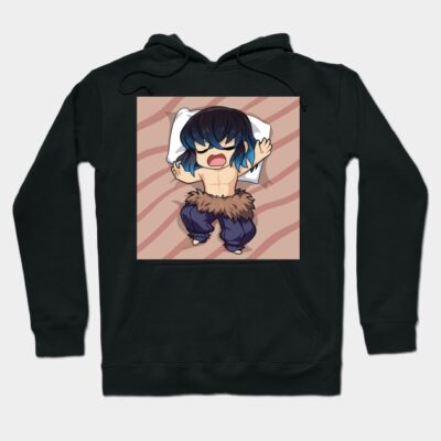 Black hoodie with cute anime character print, soft cotton material, casual style for everyday wear.