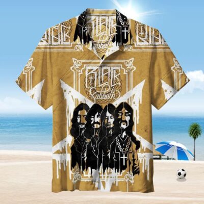 Men's brown graphic Hawaiian shirt, short-sleeve, casual summer beachwear, featuring artistic design and bold print.