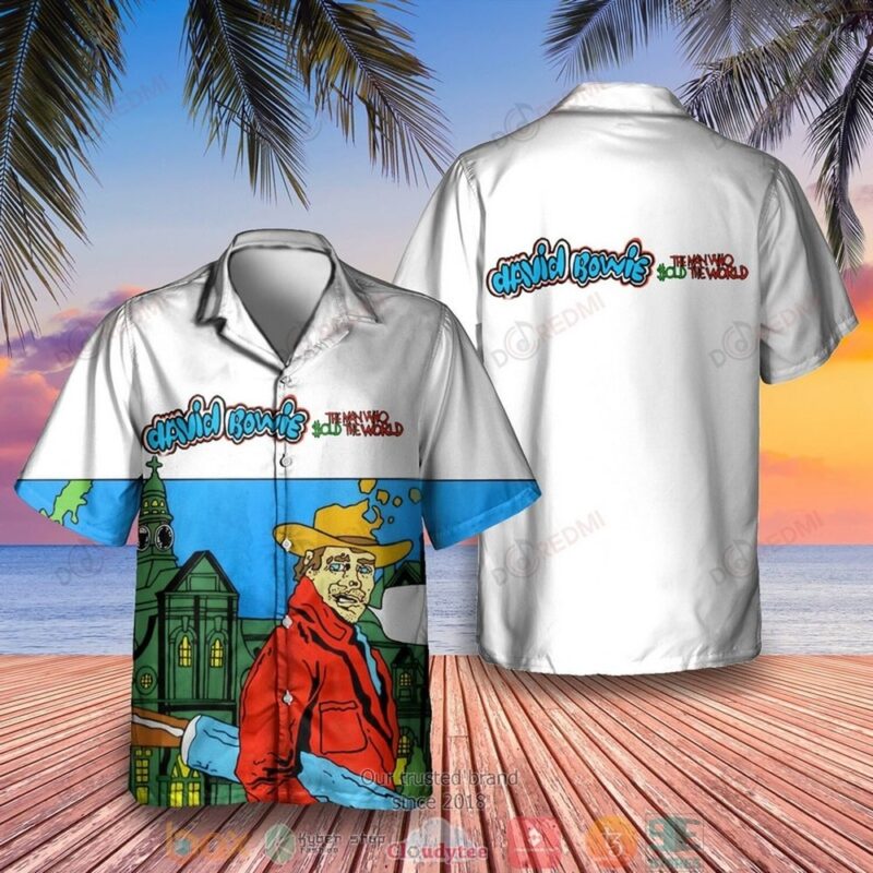 Colorful graphic short-sleeve shirt with art print, vibrant summer style, perfect for casual beachwear.